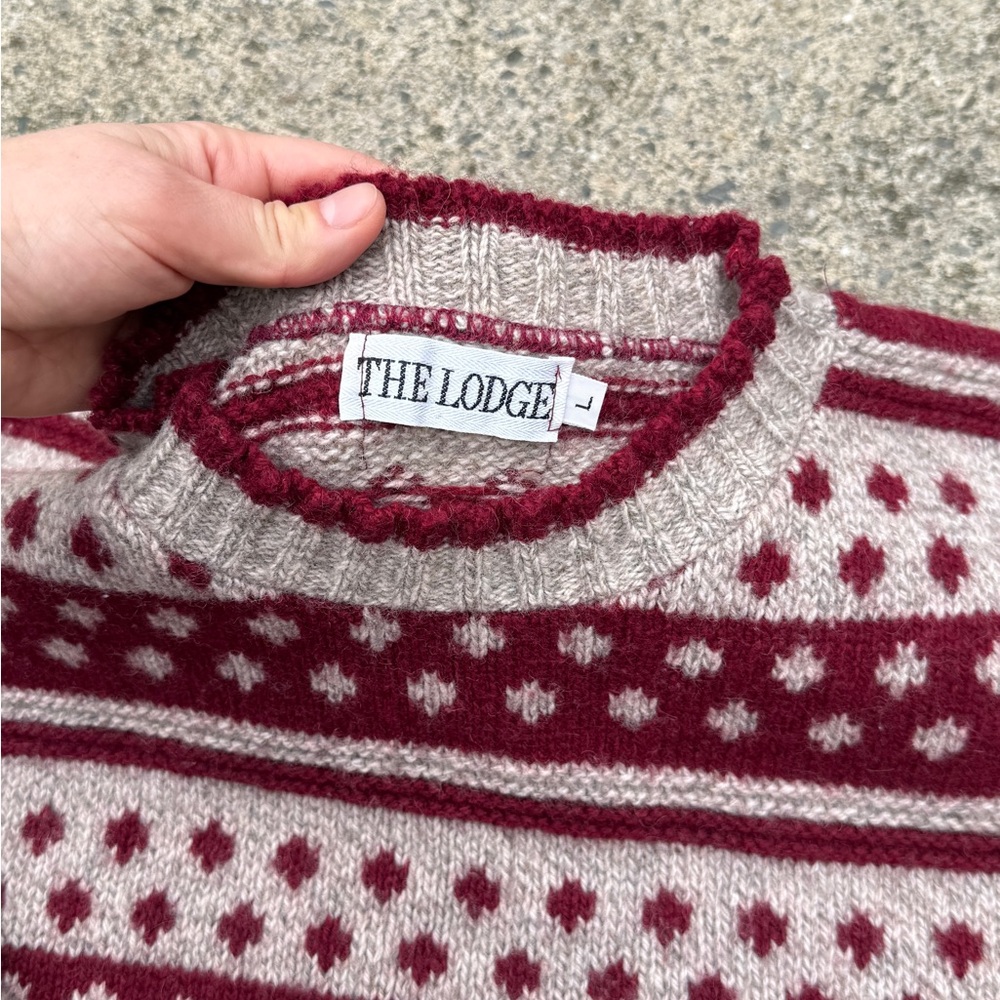 Vintage 80s/90s "The Lodge" Nordic Geometric Crewneck Sweater Pullover Unisex - Picture 6 of 10